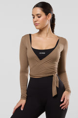 Yoga Wrap Top - Brown