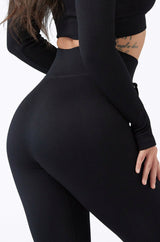 Focused Ribbed Seamless Leggings - Black