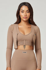 Eye Candy Sports Bra + Long Sleeve Top - Brown