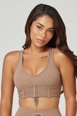 Eye Candy Sports Bra + Long Sleeve Top - Brown