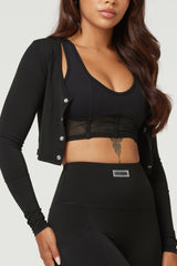 Eye Candy Sports Bra + Long Sleeve Top - Black