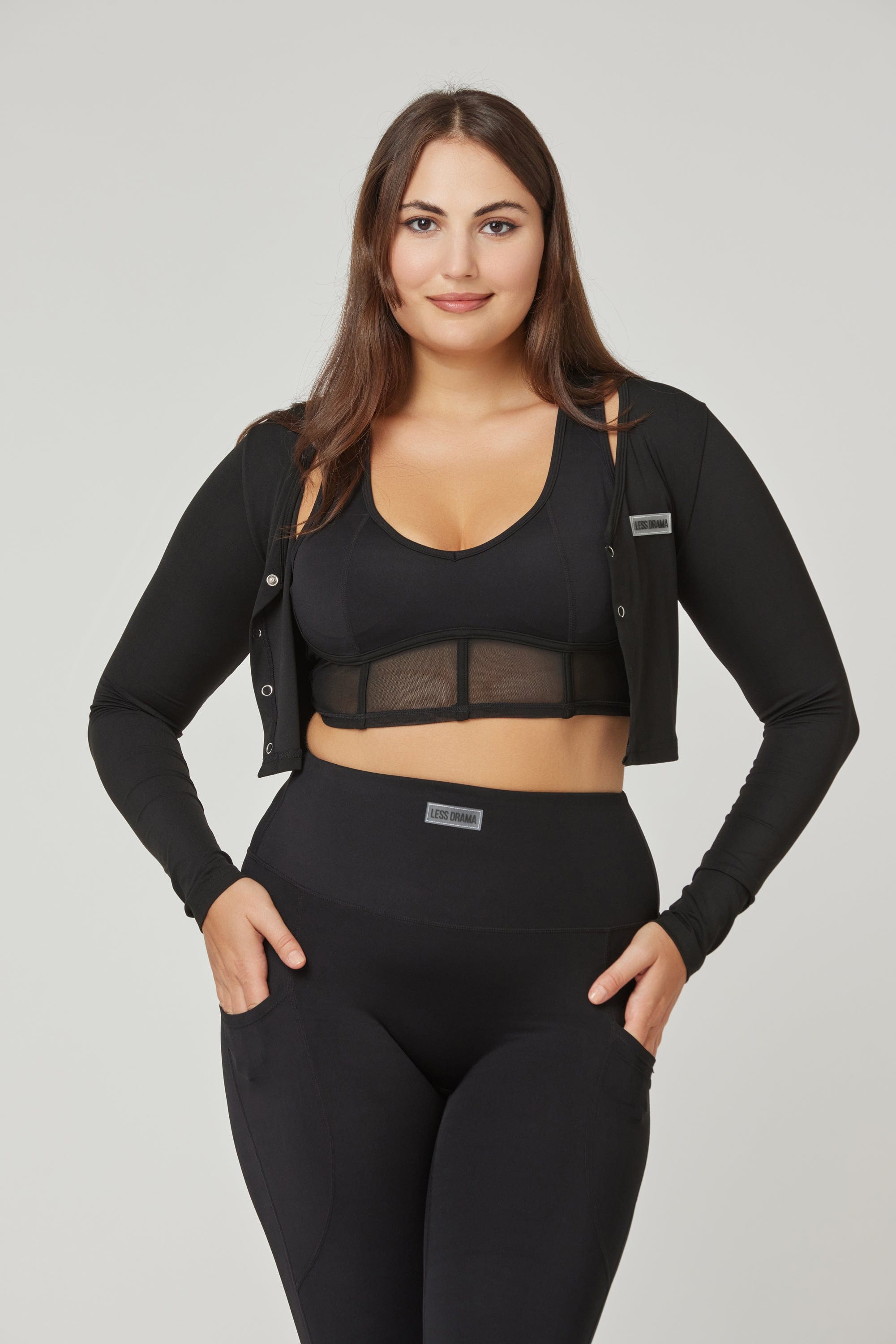 Eye Candy Sports Bra + Long Sleeve Top - Black