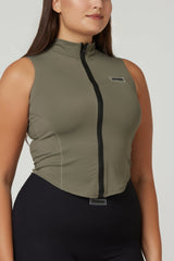 Bossy Zip Up Top - Green