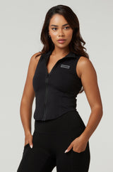 Bossy Zip Up Top - Black