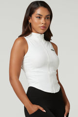 Bossy Zip Up Top - White