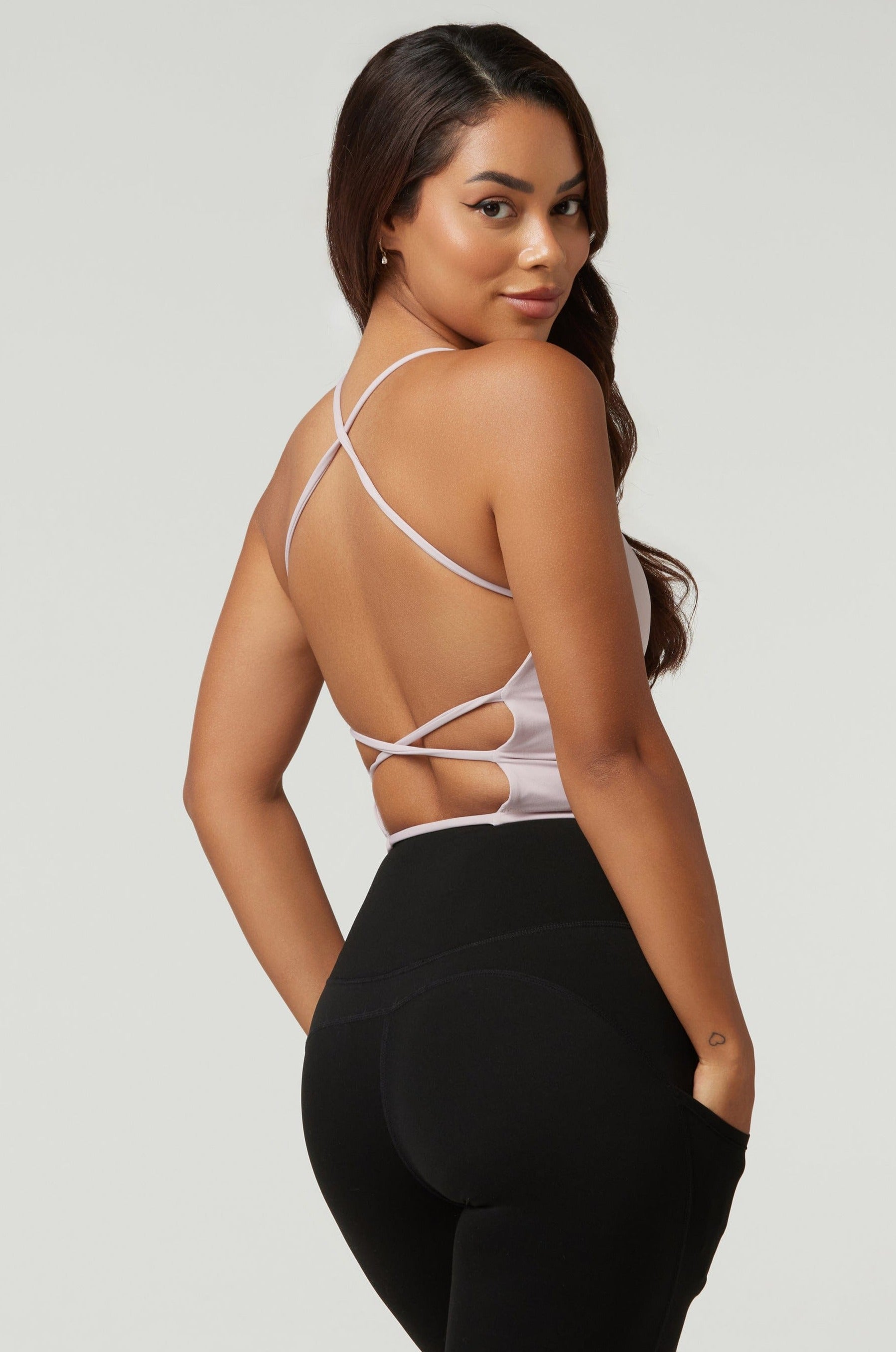Cross Back Sports Bra - Light Purple