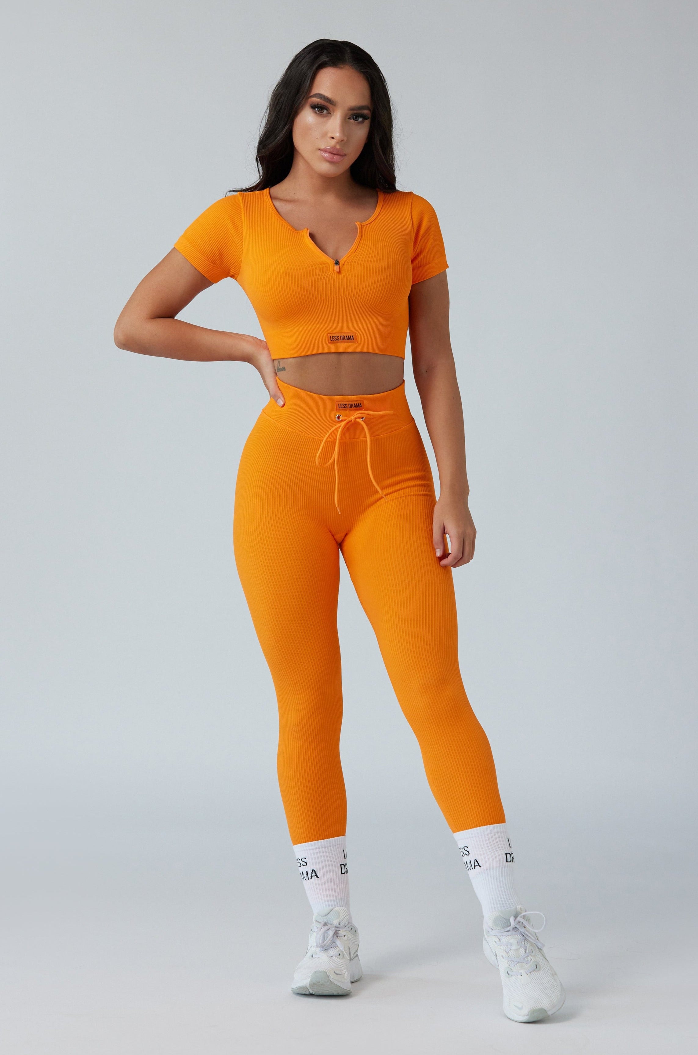 Focused Ribbed Crop Top - Orange