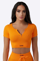 Focused Ribbed Crop Top - Orange