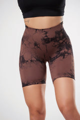 Marble Scrunch Shorts - Brown