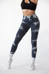 Marble Scrunch Leggings - Grey & White