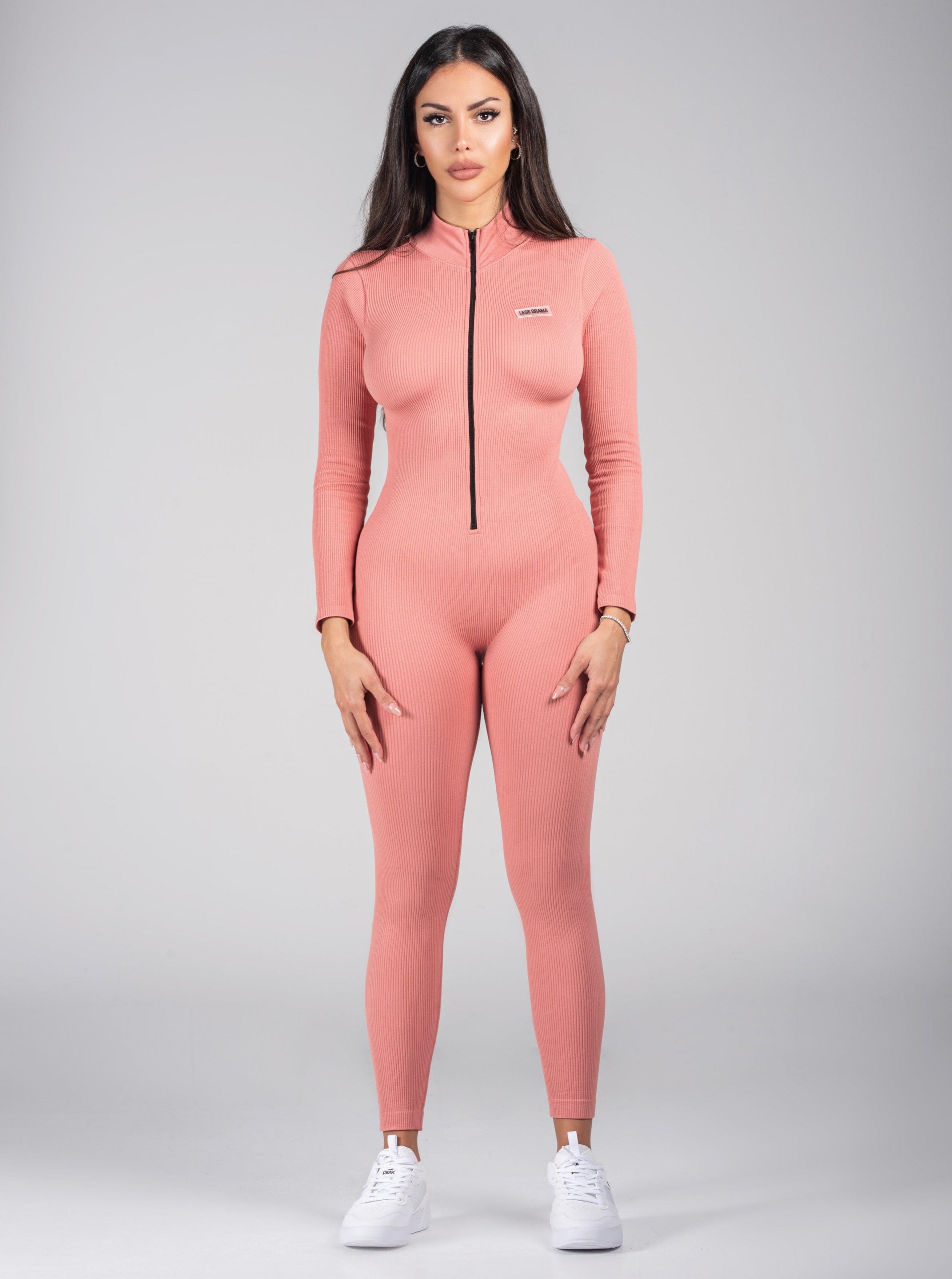 long sleeve pink jumpsuit for womens