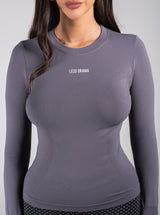 Unbothered Long Sleeve Top - Grey