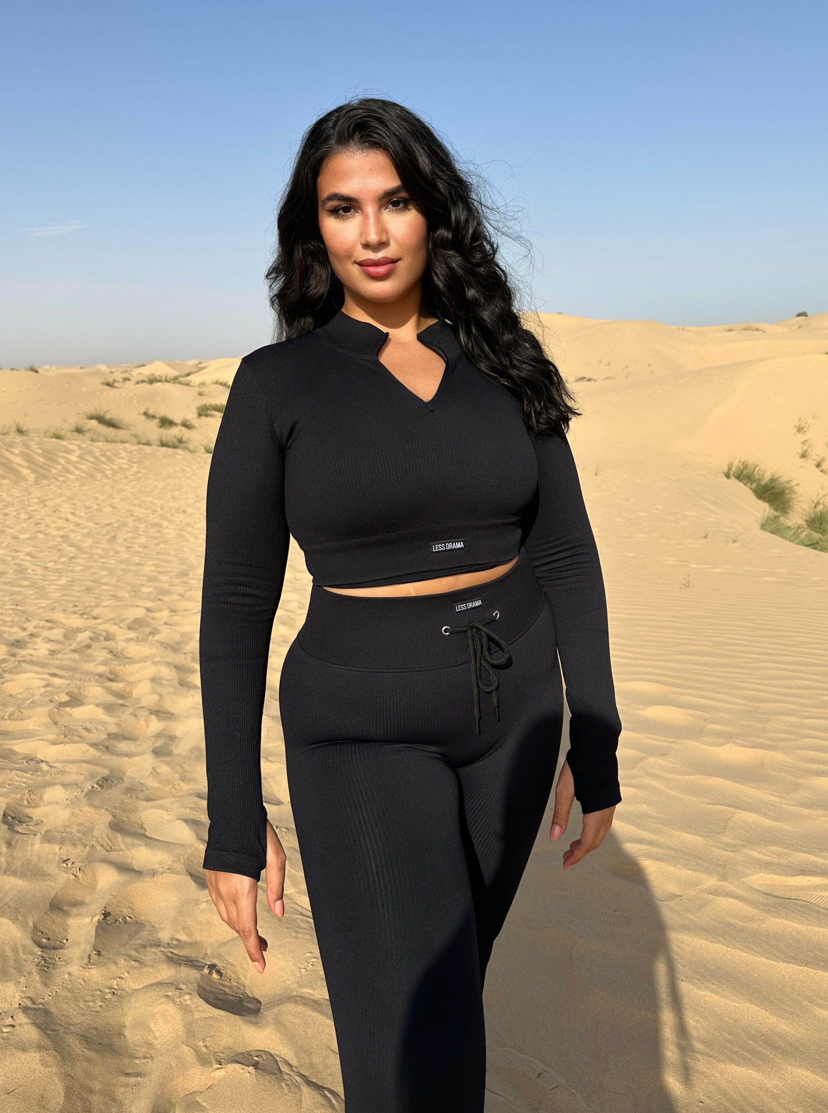 Focused Ribbed Seamless Leggings - Black