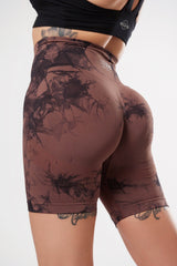 Marble Brown Scrunch Shorts