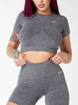 Grey Short Sleeve Crop Top