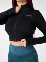 Cropped Sports Jacket - Black