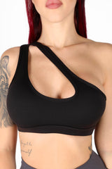 Cross Long Line Sports Bra - Black