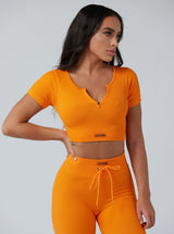 Focused Ribbed Orange Crop Top