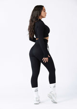 Focused Ribbed Seamless Leggings in Black