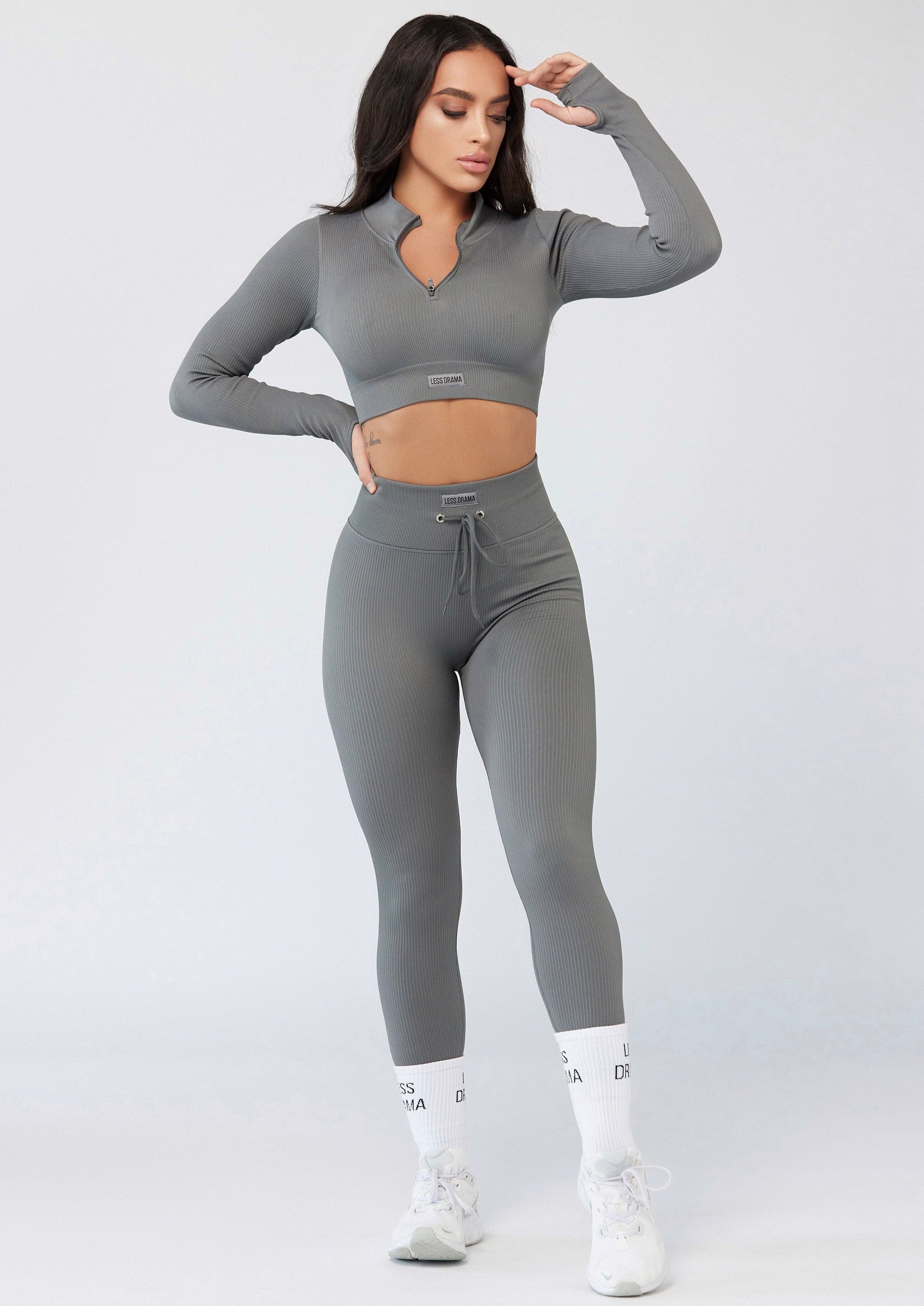 Focused Ribbed Seamless Grey Leggings