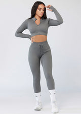 Focused Ribbed Seamless Grey Leggings