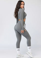 Focused Ribbed Seamless Leggings in Grey