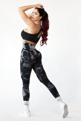 Marble Scrunch Leggings - Black
