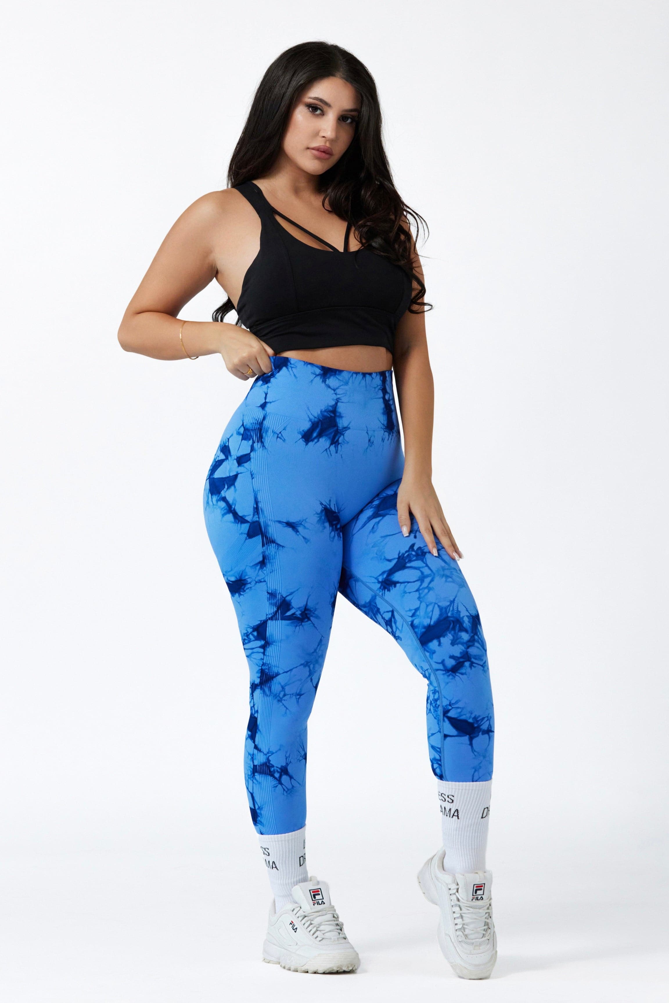 Marble Scrunch Leggings - Blue