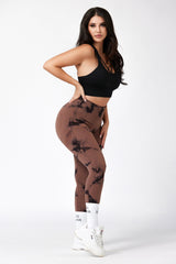 Marble Scrunch Leggings - Brown
