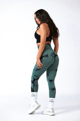 Marble Scrunch Leggings - Green