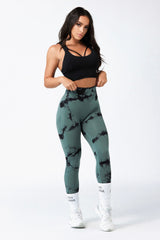 Marble Scrunch Leggings - Green