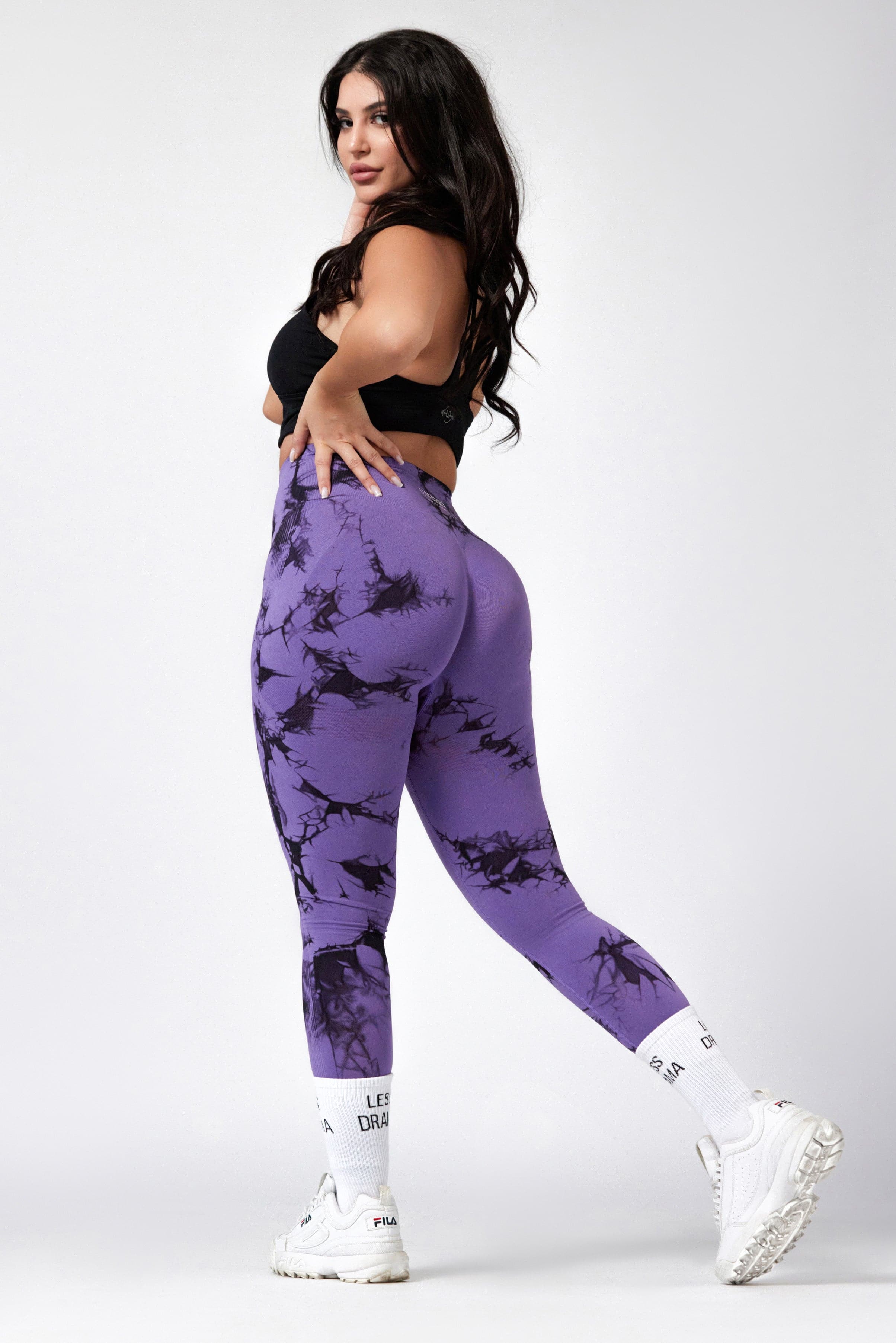 Marble Scrunch Leggings - Purple