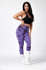 Marble Scrunch Leggings - Purple