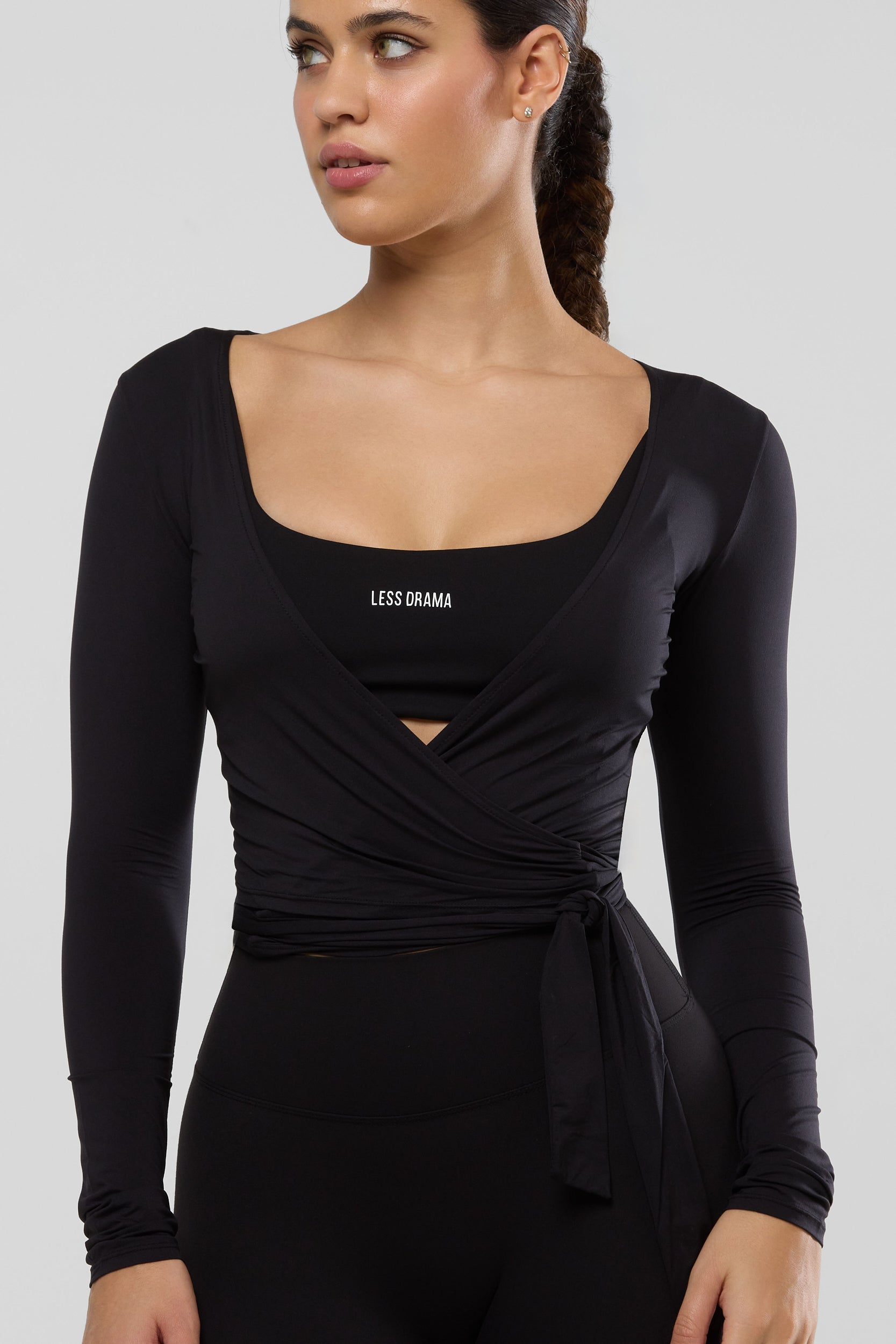 Yoga Wrap Top - Black
