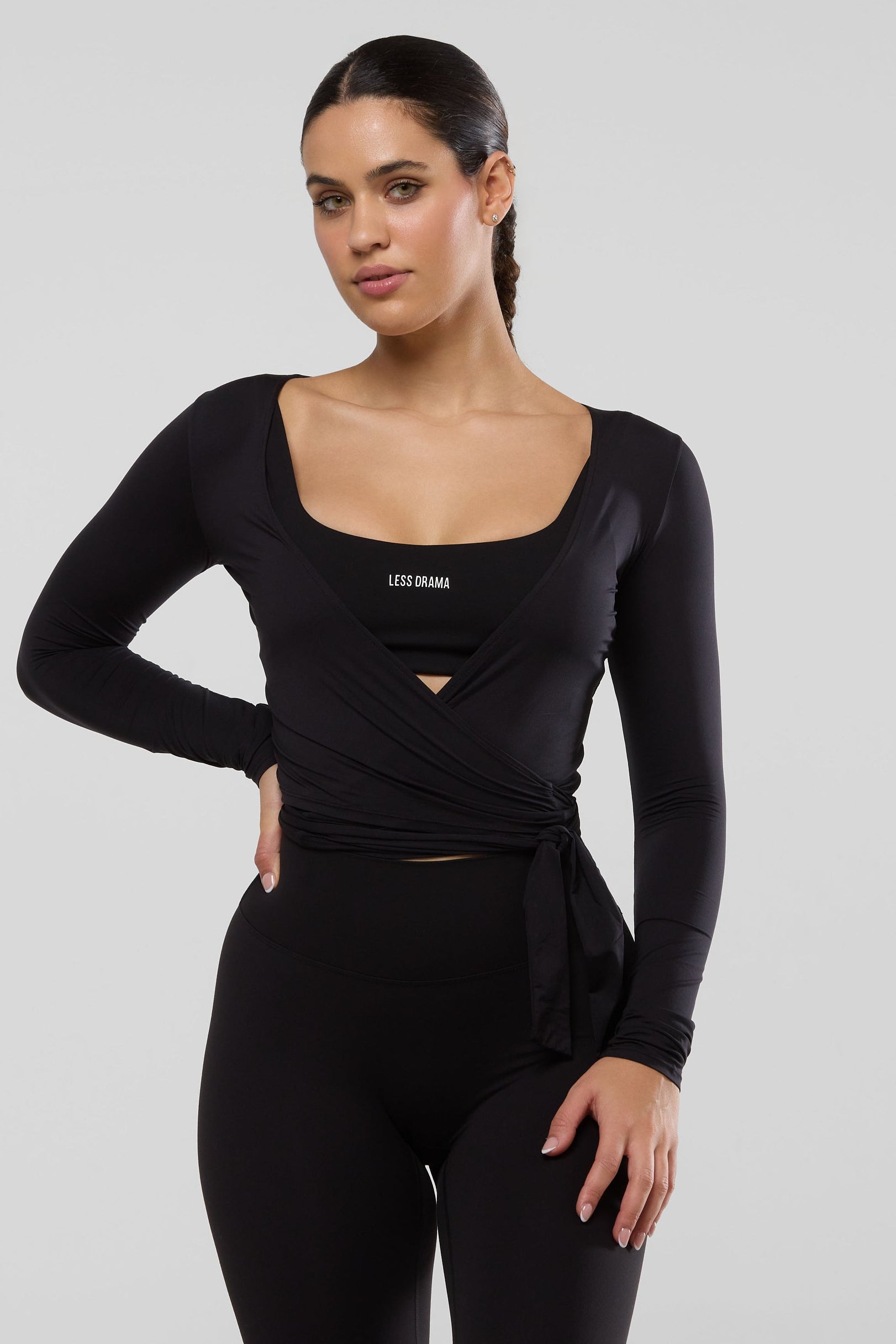 Yoga Wrap Top - Black