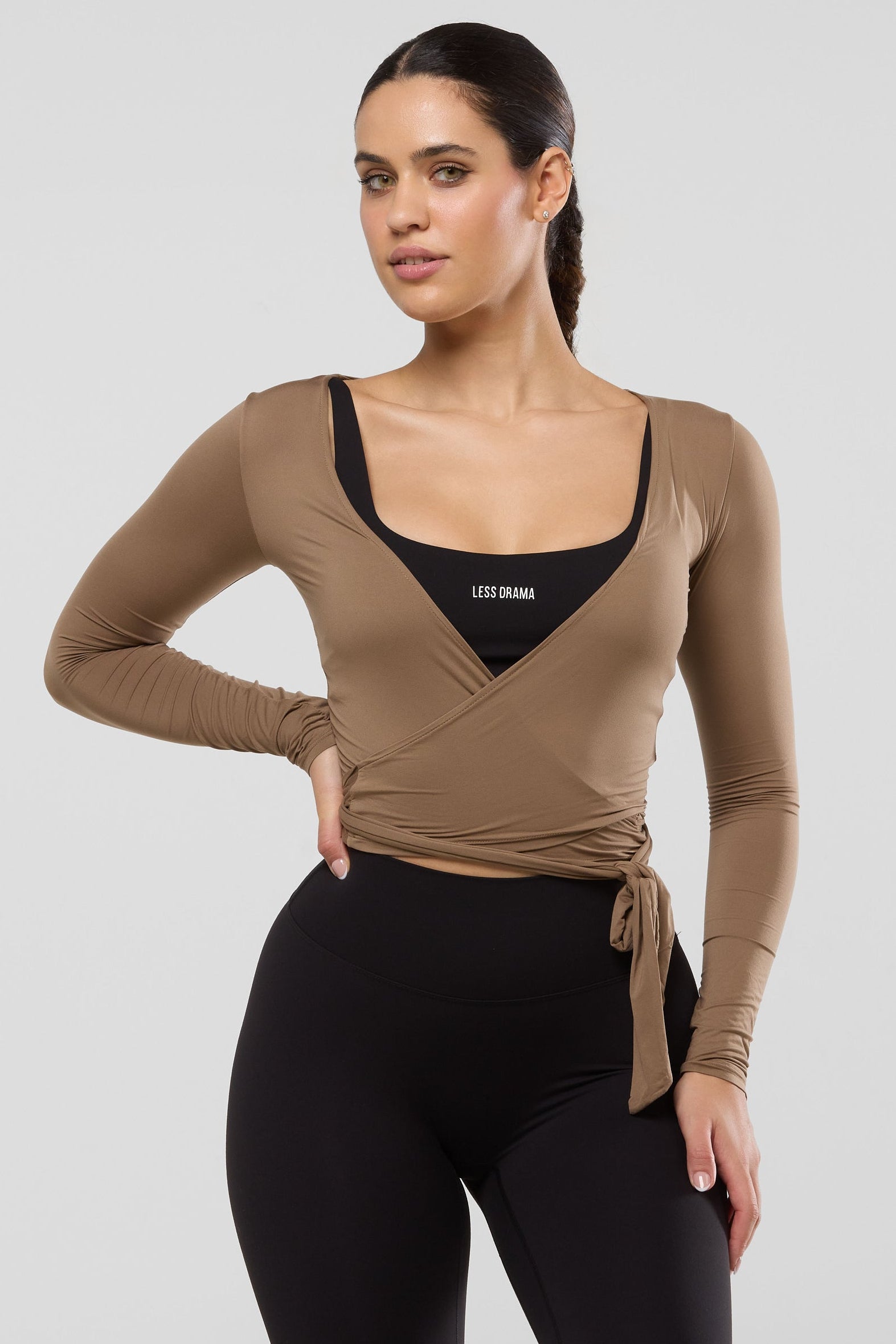 Yoga Wrap Top - Brown