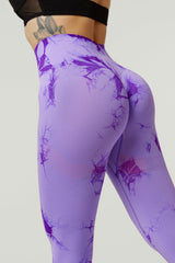 Marble Scrunch Leggings - Bright Purple