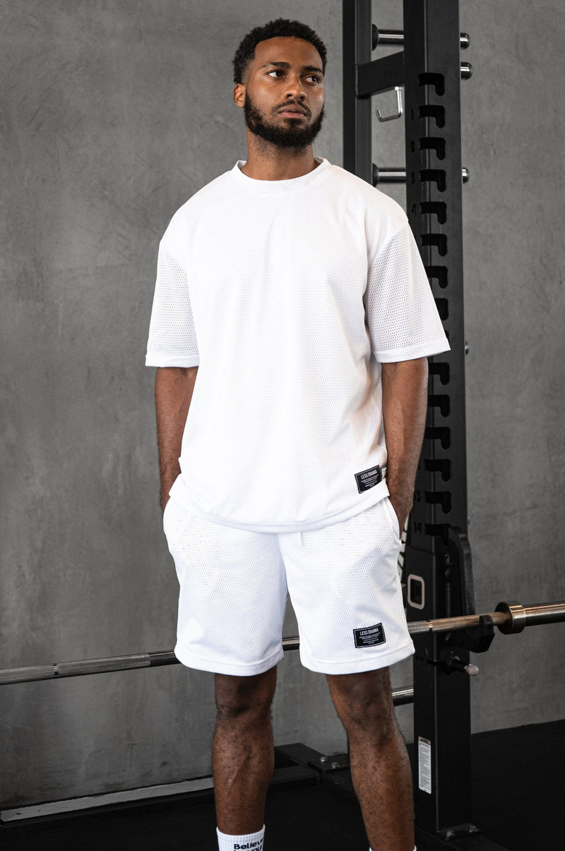 Mesh Shorts White – Less Drama Sportswear - Main Image