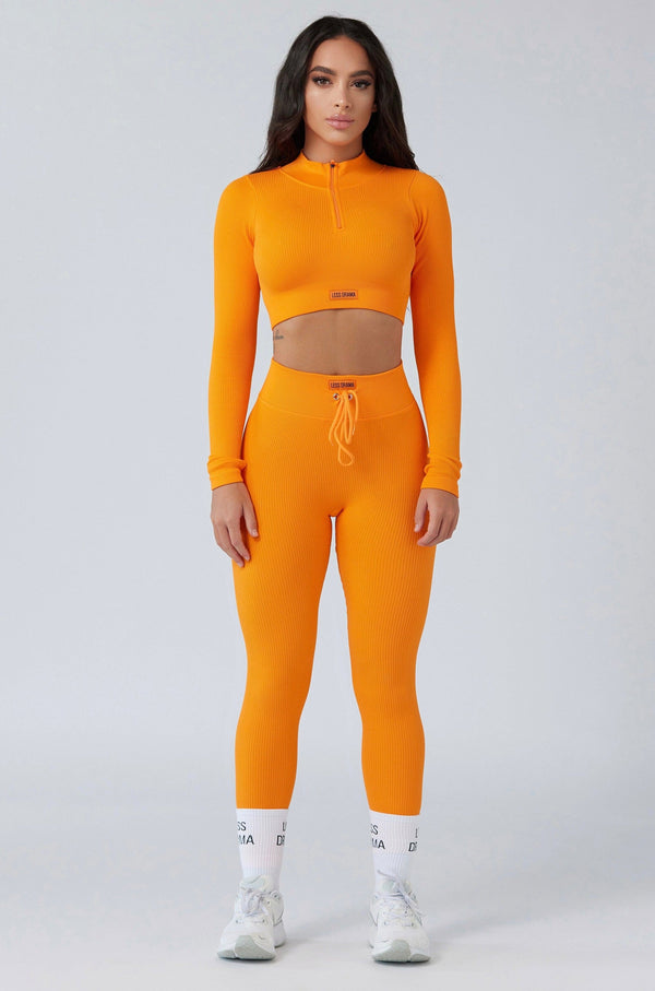 Ceemee Orange Cotton Dress Top(Kurti) With Brown Leggings @ Best