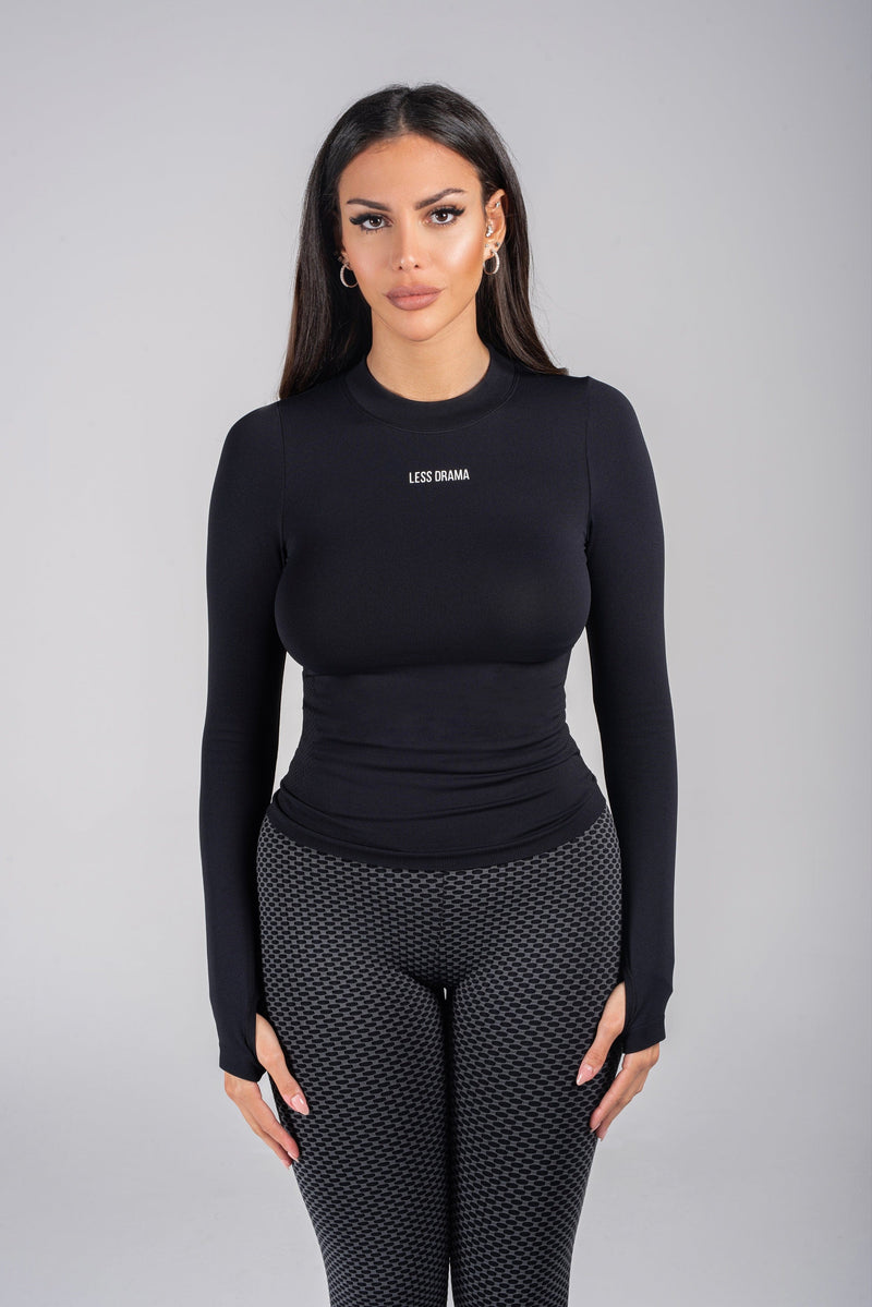 Unbothered Long Sleeve Top - Black