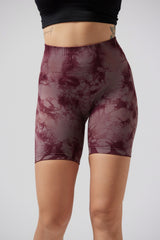 Marble Scrunch Shorts - Red Wine