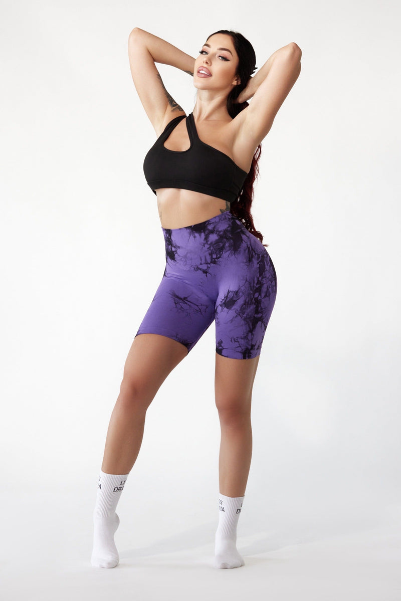 Marble Scrunch Shorts - Purple