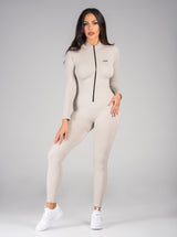 nude long sleeve jumpsuit for women