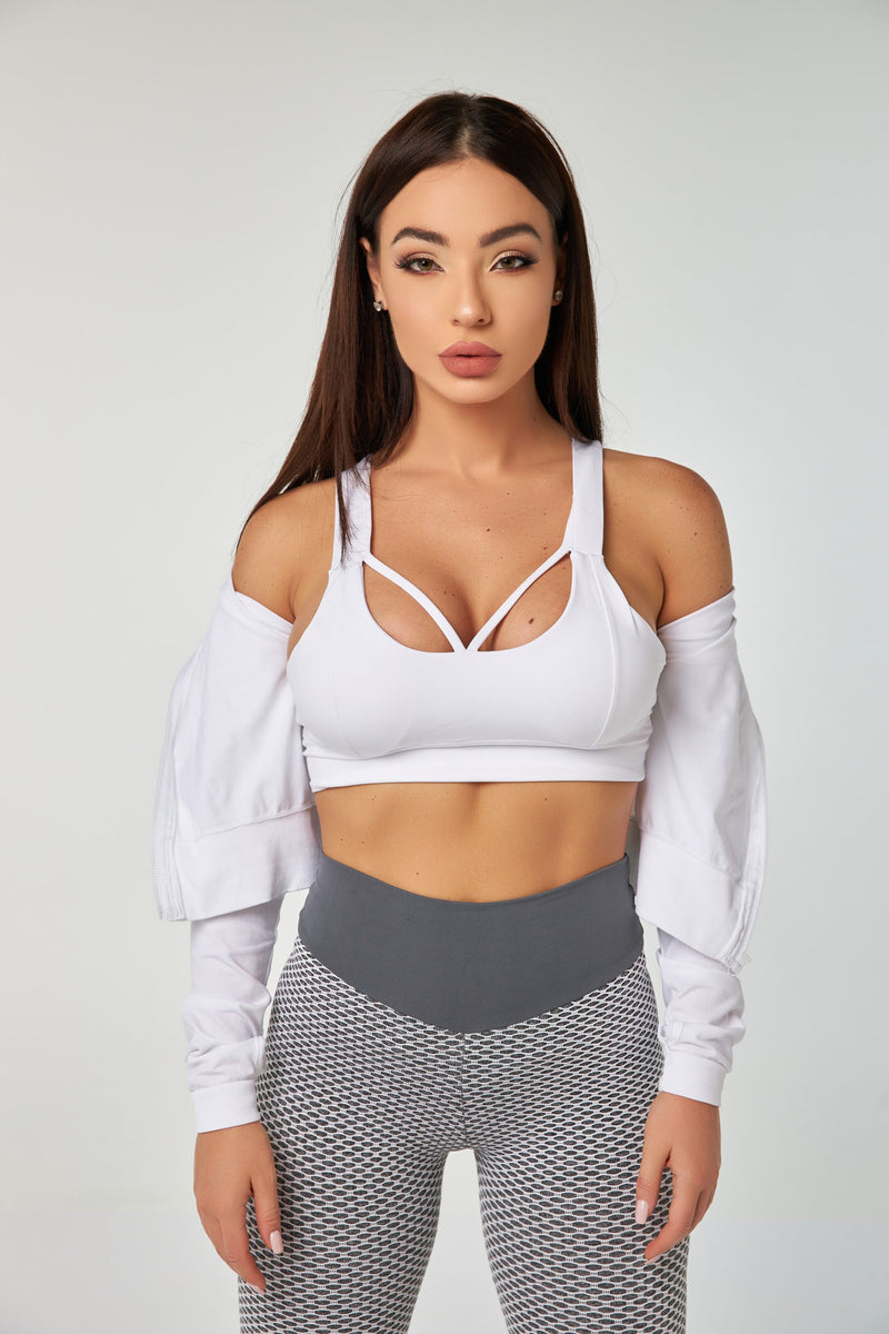 Buy Sexy White Strappy Bra for Workout